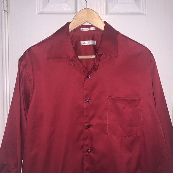 Kenneth Cole Red Button Up Long Sleeve 100's Two Ply Non Iron Shirt Size 16.5 - Picture 3 of 9
